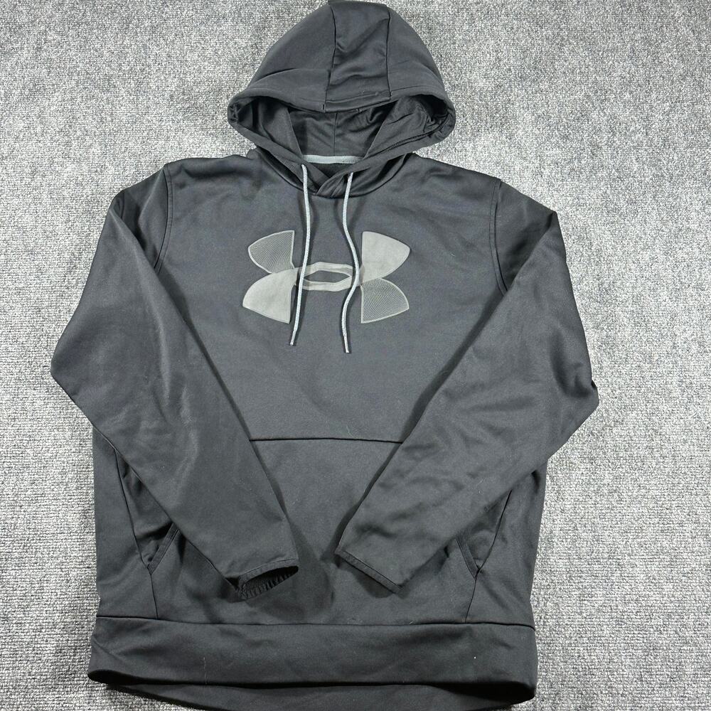 Under Armour ColdGear Mens Large Black Big Logo Loose Fit Hoodie Pullover